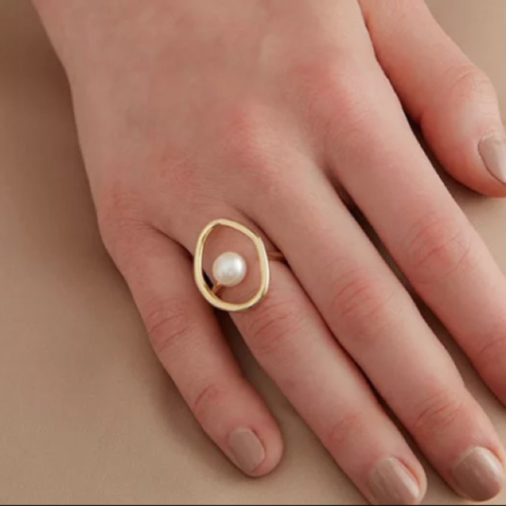 🤍Vintage pearl open gold plated ring - Picture 7 of 10